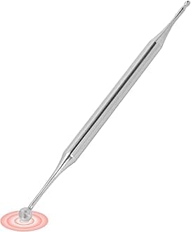 Agatige 12cm Dual Head Reflexology Tools for Face, Stainless Steel Ear and Body Acupuncture Massage Pen Full Body Self Massage Relief Pain Therapy Tools for Deep Tissue(12cm)