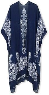 Moss Rose Women's Beach Cover up Swimsuit Kimono Cardigan with Bohemian Floral Print