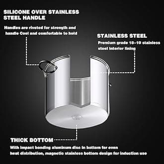 Cook N Home 02441 Stockpot Saucepot with Lid Induction Compatible, 12 quart, Metallic