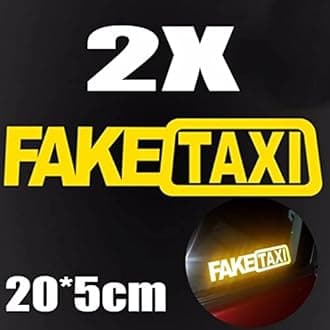 2Pcs Funny Fake Taxi Reflective Car Sticker Drift Race Vinyl Waterproof Car Body Window Bumper Decoration Stickers (20 x 5 cm, Red)