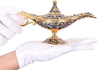 Usany Collectable Rare Legend Aladdin Magic Genie Light Lamp Pot Classic (Golden Blue)