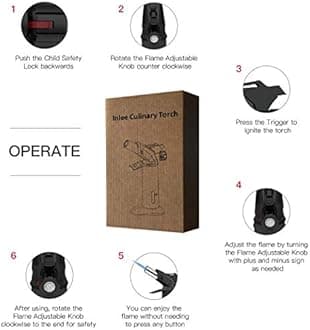 LNLEE Torch Culinary Cooking Torch for Creme Brulee Steak Baking, Refillable Professional Chef Kitchen Torch Lighters for Dab Rig Crafts Resin with Fuel Gauge Safety Lock Adjustable Flame (No Fuel)