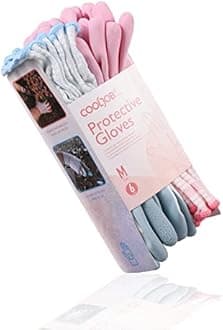 6 Pairs Gardening Gloves for Women Ladies, Breathable Rubber Coated for Yard Garden, Outdoor Indoor Protective Work with Grip, Medium Size, Blue & Pink