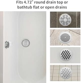 Ohtomber Shower Drain Hair Catcher - 2PCS 4.72” Shower Stall Sink Drain Cover Strainer, Stainless Steel Bathtub Hair Filter Trap Stopper, Bathroom Floor Screen Protector with Silicone Rim