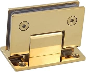 WANLIAN Heavy Duty 90 Degree Glass Door Cupboard Showcase Cabinet Clamp Glass Shower Doors Hinge Replacement Parts Wall-to-Glass (Titanium-Gold Chrome)