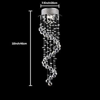 TRADE® Ceiling Lights Modern Chandelier LED Spiral Sphere Rain Drop K9 Crystal Pendant Lighting Fixture for Hotel Hallway Entry Decor D7.9 Inch * H25.2 Inch