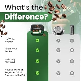 PriFa Coffee Tablets, Cardamom Pocket - Unsweetened Real Absorbable Lozenge Candy - Natural Sugar Free Instant Energy Pouches, Caffeine Mints for Keto (Cardamom, 4 Packs)