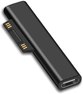 Sisyphy Surface Connect to USB C Charging Adapter (Basic Black, Connector only, 1 Pack), Compatible for Microsoft Surface Pro 7/6/5/4/3 Go 1/2 Laptop 4/3/2/1, Works with 45W 15V3A USBC Power Supply