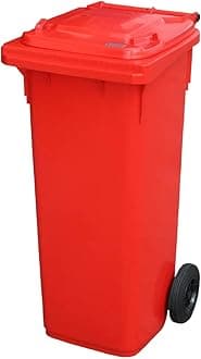 Red 140 ltr Wheelie Bin - Mid Size Household Wheelie Bin (For Many Councils) - Tough & Durable - For All Your Outdoor Rubbish & Recycling - EN840 Certified & Tested