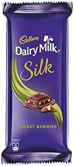 CadburyDairy Milk Silk Roast Almond Chocolate Bar, 55 grams (1.94 oz) - India (Vegetarian)