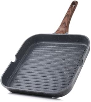 SENSARTE Nonstick Grill Pan for Stove Tops, Versatile Griddle Pan with Pour Spouts, Square Grill Pan for Big Cooking Surface, Durable Grill Skillet for Indoor & Outdoor Grilling. PFOA Free, 11 Inch