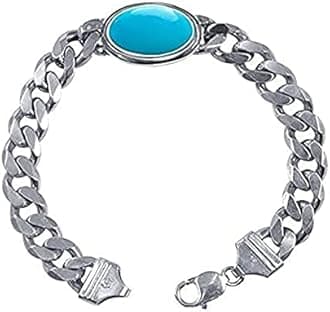 Turquoise Stone Firoza Sterling Silver Bracelet for Men