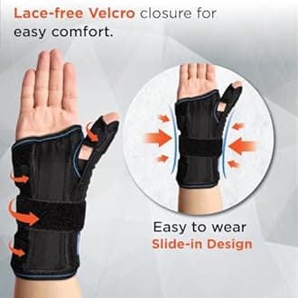 Vissco Wrist Brace with Thumb Support, Removable Splints, Wrist & Thumb immobilizer, Thumb & Wrist Sprain/Strain (Black)