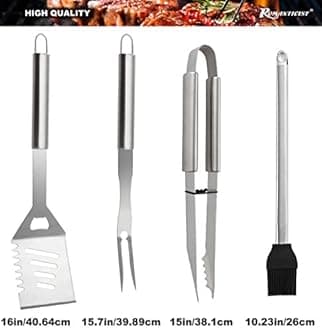 ROMANTICIST 23pcs Must-Have BBQ Grill Accessories Set with Thermometer in Case - Stainless Steel Barbecue Tool Set with 2 Grill Mats for Backyard Outdoor Camping - Father's Day Best Barbecue Gift