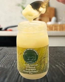 The Beef Tallow Company | 100% Small Batch Pasture Raised Beef Tallow | Glass Jar with saftey shrink seal| Locally Sourced and made in the Hudson Valley | All Natural Keto, Paleo friendly, No GMO (64 Fl Oz (Pack 1 of 1)) (64 oz)