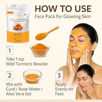 Pure Kasturi Haldi Powder for Face (1000g) - Wild Turmeric/Amba Haldi for Glowing Skin, Tan Removal & Acne - Non-Staining Natural Face Pack for Women & Men