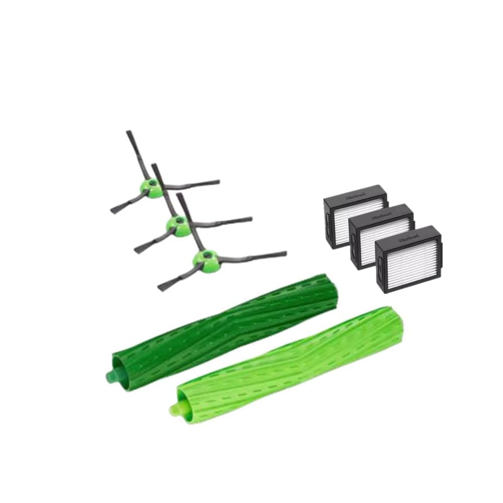 Multi-Surface Rubber Brush,HEPA Filter,Edge-Sweeping Brush Replacement Parts Compatible for IRobot Roomba J7 J7+ J6+ i7 i7+ i3 i3+ i4 E5 E6 (1+3+3 Replenishment Kit)