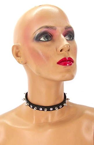 Leather Rhinestone/Spike Choker (Large)