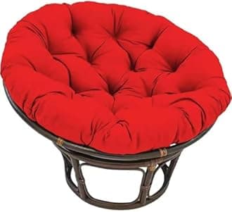 Large Round Papasan Chair Cushion, Thick Outdoor Rocking Chair Cushion, Rattan Hanging Basket Cushion, Egg Nest Replacement Pad(Red 2,60 * 60cm)