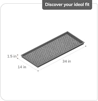 Anji Mountain Heavy Duty Waterproof Rubber Shoe Storage Mat Organizer/Boot Storage Tray Multi Use for Entryway with Coir, Gray and Ivory Insert, Fits 3 Pair (34.5" Wide)