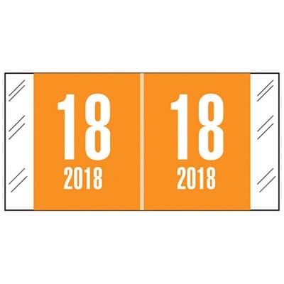 AMZfiling 2018 Year Label (Orange)- Col'R'Tab Compatible, Polylaminated, 500/Roll