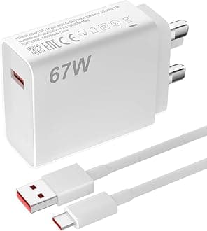 67W USB Plug Turbo Charger for Xiao-mi, USB Fast Charger Plug with USB C Turbo Charging Cable 1M, Plug Charger UK Power Adapter for Redmi Note 13/12/11/10 Pro/Mi 13T/12X/11T/Pad 6/POCO X6/X5