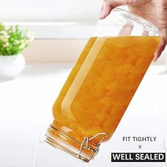 Ash & Roh® - Clear Glass Jar And Container With Air Tight Lid Storage of Spices and Dry Fruit (1500 ML SQUARE, 2)