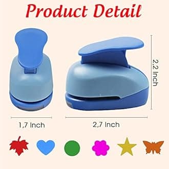 6-Shape Craft Punch Set - Heart, Circle, Star, Butterfly, Maple Leaf, Flower - 1" Punch for Crafting & DIY Projects