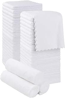 Orighty Washcloths 48 Pack, Ultra Soft Face Cloths 12 x 12 inch, Absorbent & Quick Drying Coral Velvet Washcloth Bulk, Multi-Purpose Face Cloth for Household, Cleansing and Sport (White)