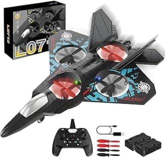 Aeroplane 2.4GHz Remote Controlled Aeroplane L0712 Quadcopter Floating Fighter Plane RC Aeroplane RTF for Beginners,Children and Adults,APlane Toy with Coloured Lights USB Charging