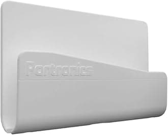 PortronicsModesk 101 Wall Hanging Mobile Holder with Adhesive Strips, Charging Holder Compatible with iPhone, Smartphone and Mini Tablet (White)