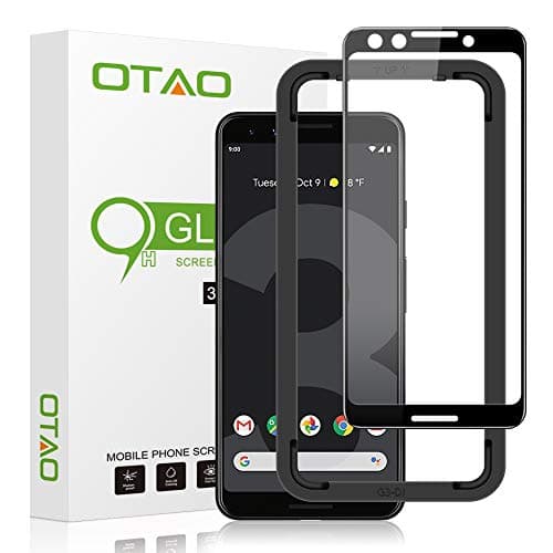 Pixel 3 Screen Protector Glass,OTAO [Full Adhesive] [Full Screen Coverage] Google Pixel 3 Tempered Glass Screen Protector (5.5") with Easy Installation Tray for Google Pixel 3