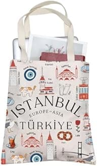 BLUPARK Istanbul Tote Bag Funny Istanbul Landmarks Gift Turkish Handle Bag Turkiye Gift Turkey Travel Bag Turkey Lover Gift