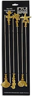 nu steel Brass Handle set/6-17 inch Long 17-inch Stainless Steel, Skewers For Grilling, Shiny Finish, 17 inch