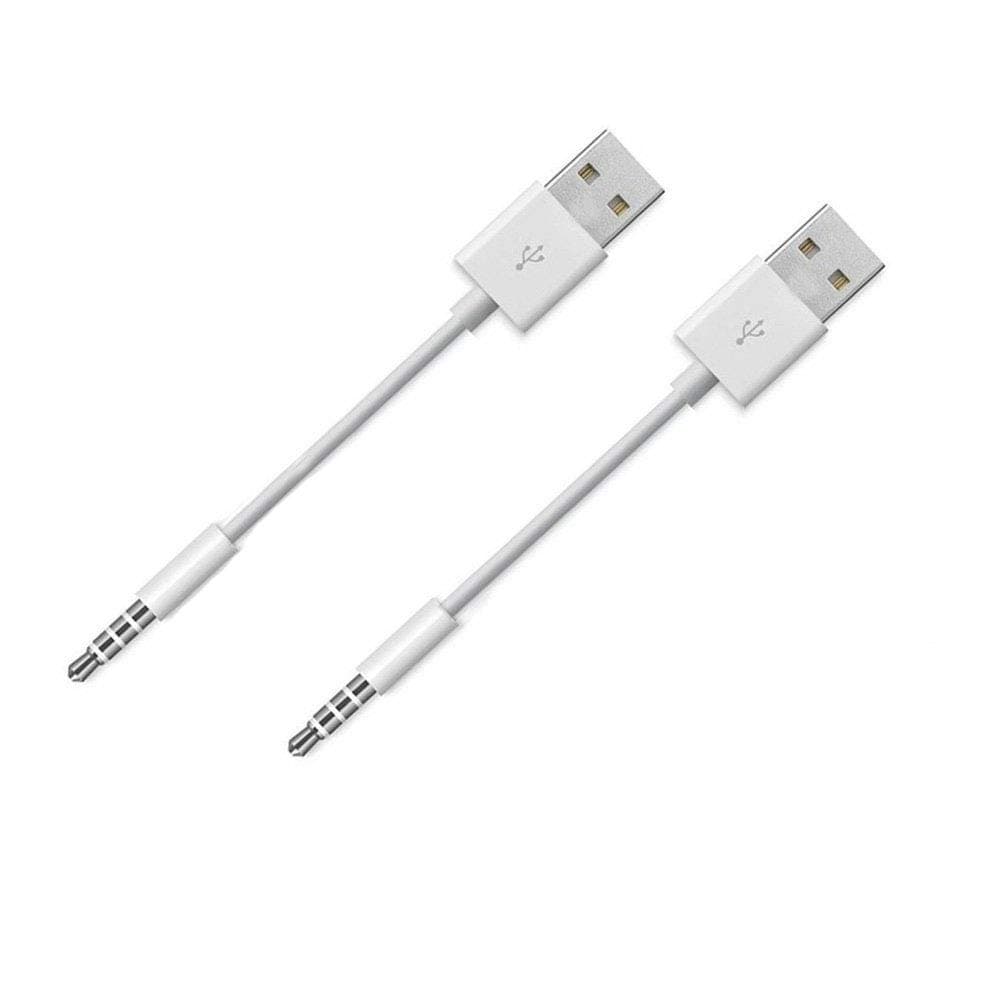 Amicable Amicable USB Date Cable for iPod Shuffle Charger Cable,(2-Pack) 3.5mm Jack/Plug to USB Power Charger Sync Data Transfer Cable for iPod Shuffle 3rd 4th 5th /6/7 Gen MP3