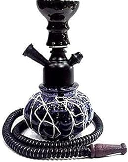 Glass Kharbuza Shaped Hookah with Met Finish (8 Inches, Black )