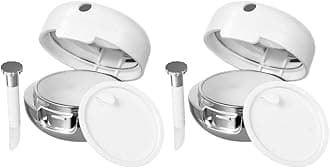 FRCOLOR 2Pcs Empty Lips Balm Containers with Silicone Lip Brush and Mirror Portable Plastic Lip Gloss Case Makeup Applicator Containers for Travel, As Shown, 5.15*5.15cm, Fashion