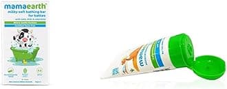 Mamaearth Milky Soft Bathing Bar for Babies with Oats, Milk & Calendula – 75g x 2 & Mineral Based Sunscreen for Babies (50 ml/50 g)