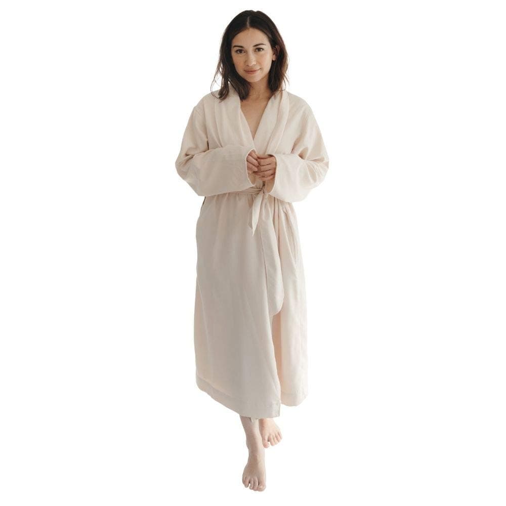 Telegraph Hill - Double Layer Twill Robe | Soft Microfiber Spa Bathrobe (Large, Natural)