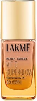 LAKMÉ Medium Coverage Natural Liquid For All Skin Makeup+Skincare Vitc Superglow Skin Perfecting Tint Cool Rose C140 25Ml