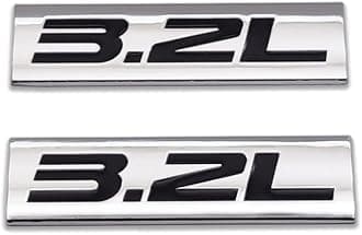2X Chrome Metal 3.2L Logo Car Emblem Premium 3D 3.2 V6 Badge Auto Door Fender Sticker Side Wing Decal (3.2L,Silver&Black)