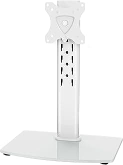 MOUNT PRO Single Monitor Stand Fits Max 32 inch Screen, Free-Standing Computer Desk Stand, Display Mount with Height Adjustable, Swivel, Tilt, Rotation, VESA Monitor Stand 100x100, White