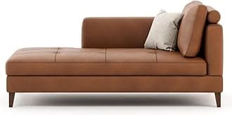 MODERN WAVE Karin Leatherette Chaise Lounge Day Bed Sofa Bench 3 Seater Diwan Couch Sectional Lounger Entryway Living Room Office Bedroom (Camel Brown). 3-Person Sofa
