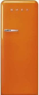 FAB28 50's Retro Style Aesthetic Top Freezer Refrigerator with 9.93 Cu Total Capacity, Multiflow Cooling System, Adjustable Glass Shelves 24-Inches, Orange Right Hand Hinge Made In Italy