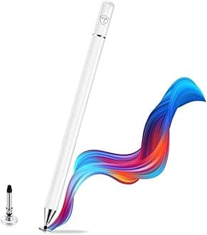 Tukzer Capacitive Stylus Pen for Touch Screens Devices, Fine Point, Lightweight Metal Body with Magnetism Cover Cap for Smartphones/Tablets/iPad/iPad Pro/iPhone (White)