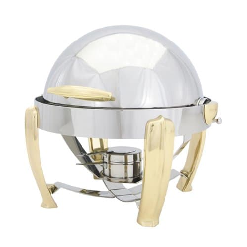 Walco Hallmark Collection Round Full Roll 5 Quart Chafer, Gold Handles and Legs