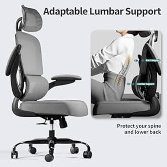 TRALT Office Chair Ergonomic Desk Chair, 330 LBS Home Mesh Office Desk Chairs with Wheels, Comfortable Gaming Chair, High Back Office Chair for Long Hours (Black Grey)