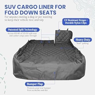 4Knines SUV Cargo Liner for fold Down Seats 60/40 Split and armrest Pass-Through Compatible USA Based Company Small Black