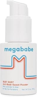 Megababe Sweat Absorbing Body Powder - Bust Dust, with Applicator Pump, Spring Break Must-Have, Talc-Free, All Natural, 3 oz