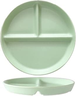Porcelain Diet Dinner 3 Compartment Plate, Portion Control Plates, Divided Dinner Plates for Adults